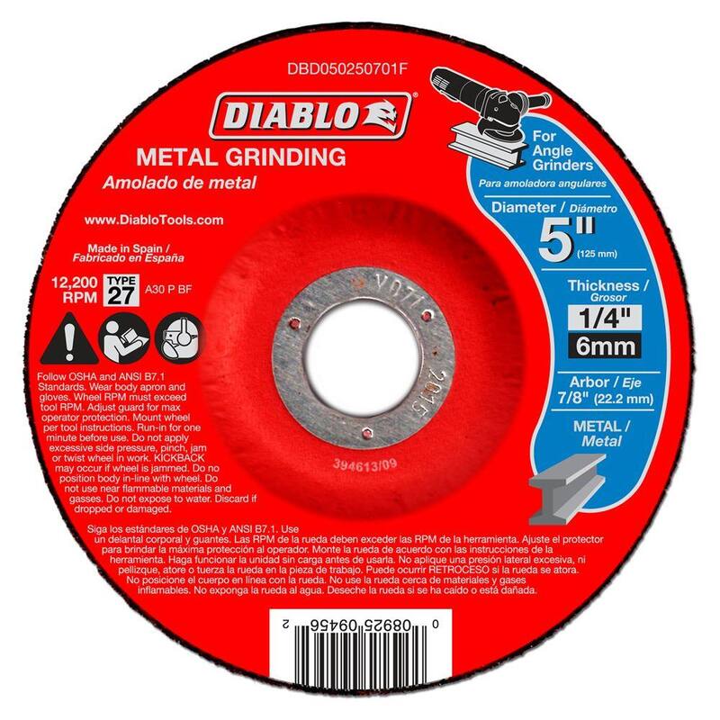 Disco de Desbaste de Metal de 5 pulgadas x 1/4 pulgadas x 7/8 pulgadas con Centro deprimido tipo 27 (paquete de 10) - DBD050250701F010