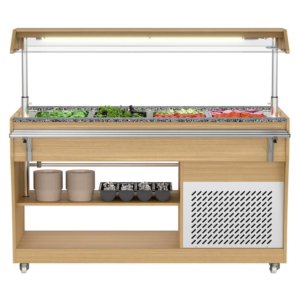 Koolmore 59 in. Commercial Refrigerated Buffet Table with Capacity for 4 Full-Size GN Pans, Serving Rail - KM-RBT-54ACS