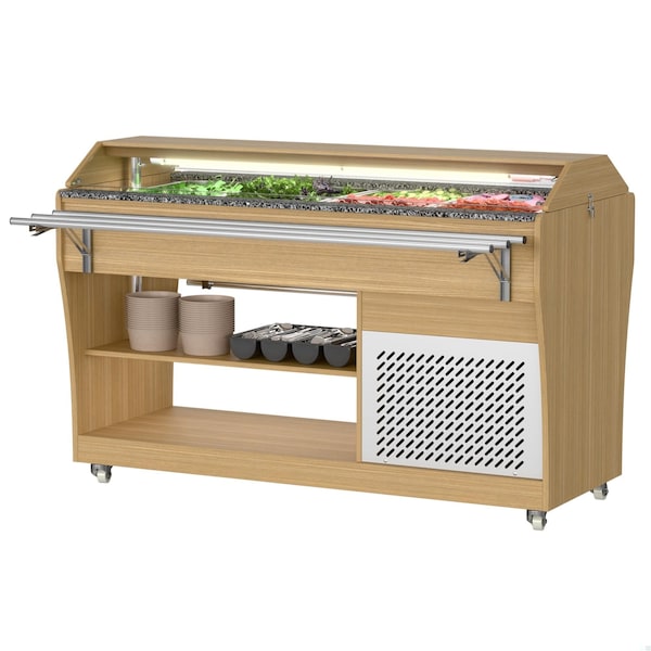 Koolmore 59 in. Commercial Refrigerated Buffet Table with Capacity for 4 Full-Size GN Pans, Serving Rail - KM-RBT-54ACS