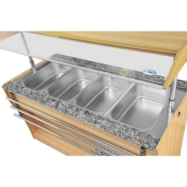 Koolmore 59 in. Commercial Refrigerated Buffet Table with Capacity for 4 Full-Size GN Pans, Serving Rail - KM-RBT-54ACS