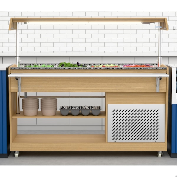 Koolmore 59 in. Commercial Refrigerated Buffet Table with Capacity for 4 Full-Size GN Pans, Serving Rail - KM-RBT-54ACS