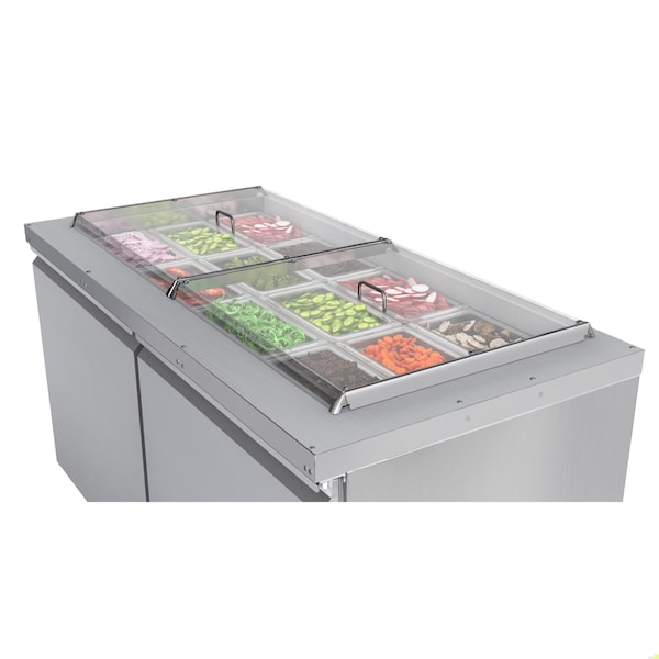 Koolmore 60 in. Commercial Refrigerated Prep Station Cold Table, Refrigerator with 12 Pan Storage - KM-RBT-60C
