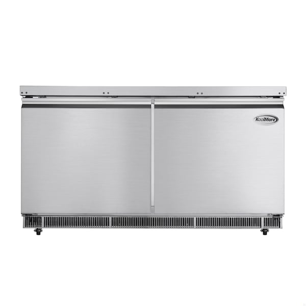 Koolmore 60 in. Commercial Refrigerated Prep Station Cold Table, Refrigerator with 12 Pan Storage - KM-RBT-60C