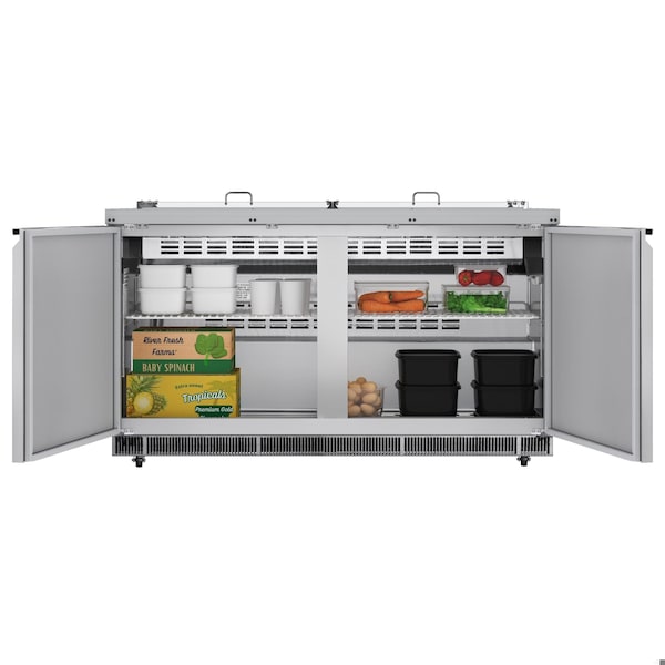 Koolmore 60 in. Commercial Refrigerated Prep Station Cold Table, Refrigerator with 12 Pan Storage - KM-RBT-60C