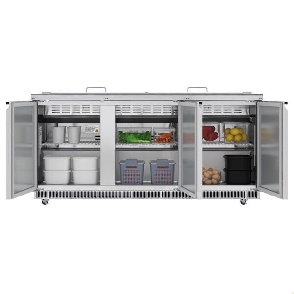 Koolmore 72 in. Commercial Refrigerated Prep Station Cold Table, Refrigerator with 15 Pan Storage - KM-RBT-72C