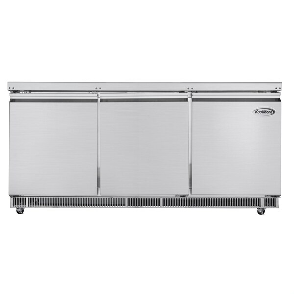 Koolmore 72 in. Commercial Refrigerated Prep Station Cold Table, Refrigerator with 15 Pan Storage - KM-RBT-72C