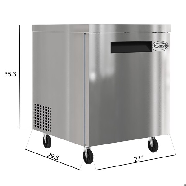 Koolmore 27 in. One Door Commercial Undercounter Refrigerator 5 cu. ft. in Stainless-Steel KM-UCR-1DSS - KM-UCR-1DSS