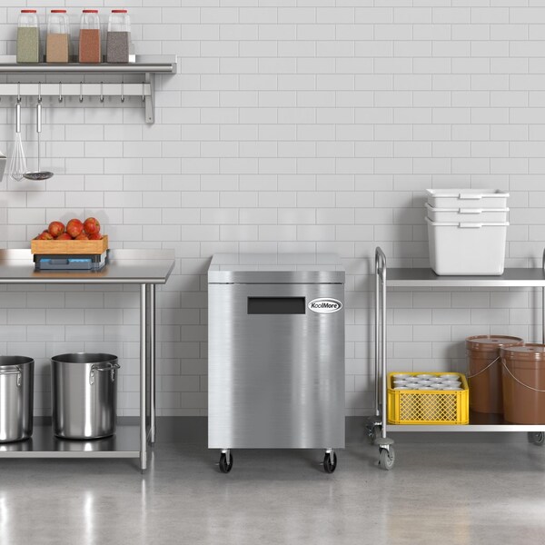 Koolmore 27 in. One Door Commercial Undercounter Refrigerator 5 cu. ft. in Stainless-Steel KM-UCR-1DSS - KM-UCR-1DSS