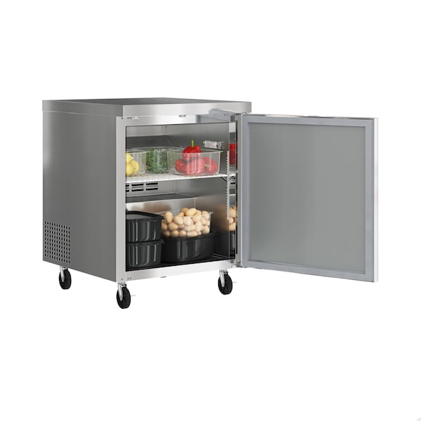 Koolmore 27 in. One Door Commercial Undercounter Refrigerator 5 cu. ft. in Stainless-Steel KM-UCR-1DSS - KM-UCR-1DSS
