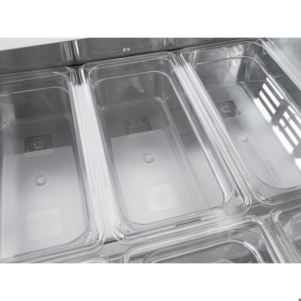 Koolmore 48 in. Commercial Refrigerated Prep Station with Sneeze Guard and Buffet Slide, 9 Pans with Covers - KM-RBT-48CSFG