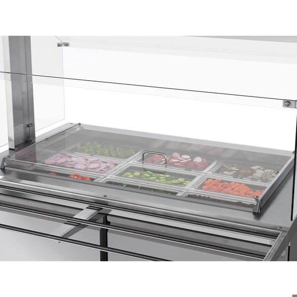 Koolmore 48 in. Commercial Refrigerated Prep Station with Sneeze Guard and Buffet Slide, 9 Pans with Covers - KM-RBT-48CSFG