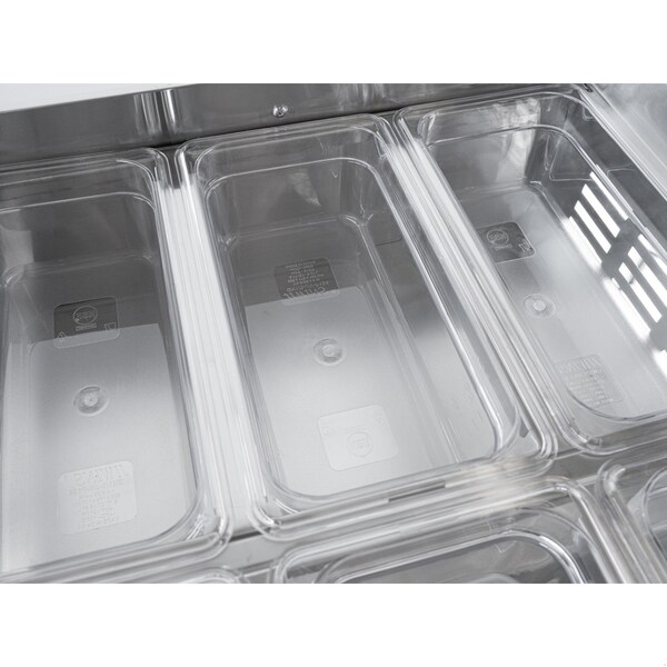 Koolmore 60 in. Commercial Refrigerated Prep Station with Sneeze Guard and Buffet Slide, 12 Pans with Covers - KM-RBT-60CSFG