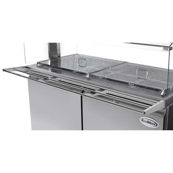 Koolmore 60 in. Commercial Refrigerated Prep Station with Sneeze Guard and Buffet Slide, 12 Pans with Covers - KM-RBT-60CSFG