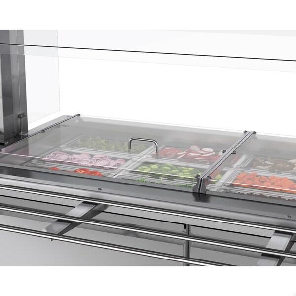 Koolmore 60 in. Commercial Refrigerated Prep Station with Sneeze Guard and Buffet Slide, 12 Pans with Covers - KM-RBT-60CSFG