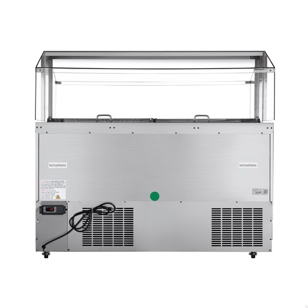 Koolmore 60 in. Commercial Refrigerated Prep Station with Sneeze Guard and Buffet Slide, 12 Pans with Covers - KM-RBT-60CSFG