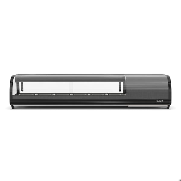 Koolmore 60 in. Glass Sushi Countertop Display Refrigerator with 6 Stainless Steel Trays in Black - KM-SR60-BK