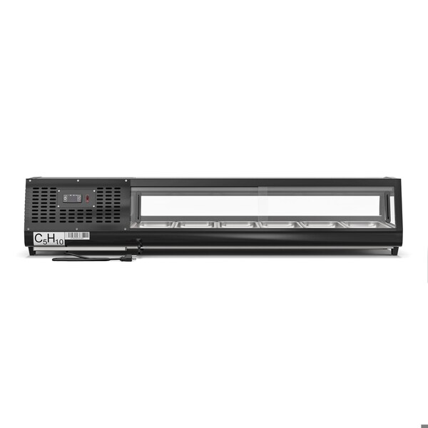 Koolmore 60 in. Glass Sushi Countertop Display Refrigerator with 6 Stainless Steel Trays in Black - KM-SR60-BK