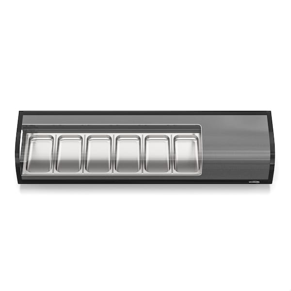 Koolmore 60 in. Glass Sushi Countertop Display Refrigerator with 6 Stainless Steel Trays in Black - KM-SR60-BK