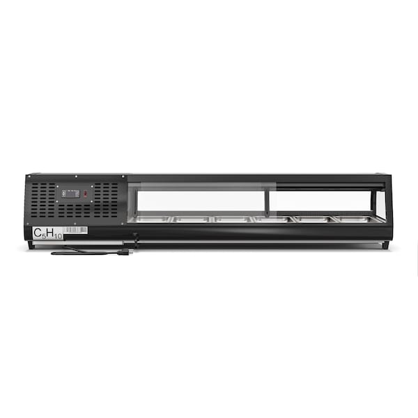 Koolmore 60 in. Glass Sushi Countertop Display Refrigerator with 6 Stainless Steel Trays in Black - KM-SR60-BK