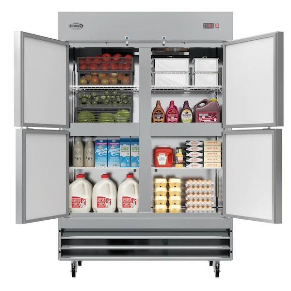Koolmore 54 in. Commercial Stainless Steel Solid Half Door Reach-In Refrigerator 47 cu. ft. - RIR-2D-SSHD