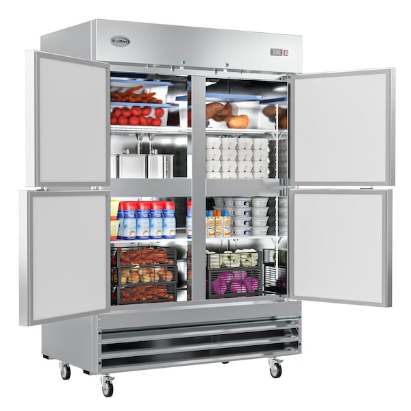 Koolmore 54 in. Commercial Stainless Steel Solid Half Door Reach-In Refrigerator 47 cu. ft. - RIR-2D-SSHD