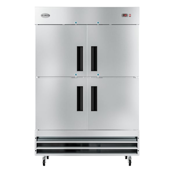 Koolmore 54 in. Commercial Stainless Steel Solid Half Door Reach-In Refrigerator 47 cu. ft. - RIR-2D-SSHD