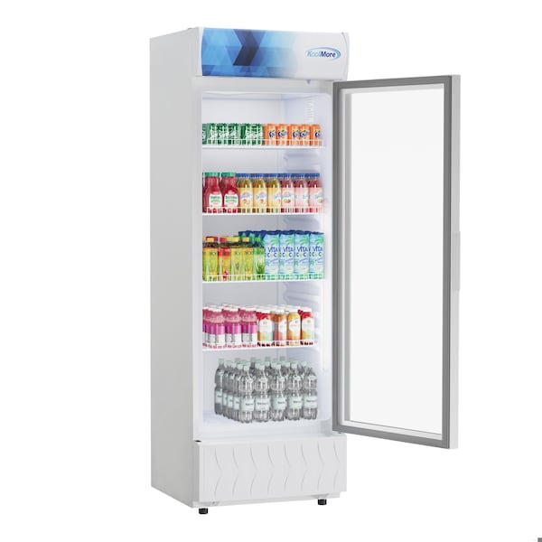 Koolmore 24 in. One-Door Commercial Merchandiser Refrigerator in White, 12 Cu. Ft. KM-MDR-1GD-12CWH - KM-MDR-1GD-12CWH