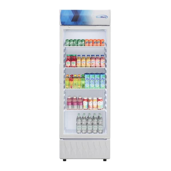 Koolmore 24 in. One-Door Commercial Merchandiser Refrigerator in White, 12 Cu. Ft. KM-MDR-1GD-12CWH - KM-MDR-1GD-12CWH