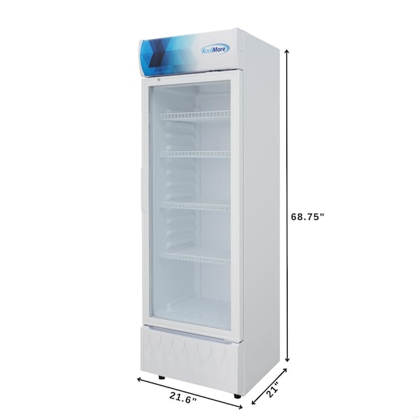 Koolmore 22 in. One-Door Commercial Merchandiser Refrigerator in White, 9 Cu. Ft. KM-MDR-9CPWH - KM-MDR-9CPWH