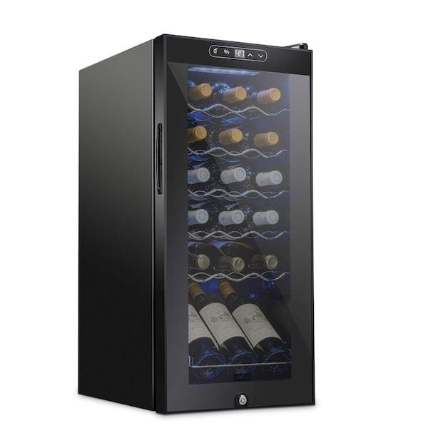 Schmck Schmecke 18 Bottle Compressor Wine Refrigerator, Freestanding Wine Cooler with Lock, Black - SHMFWCC181LB