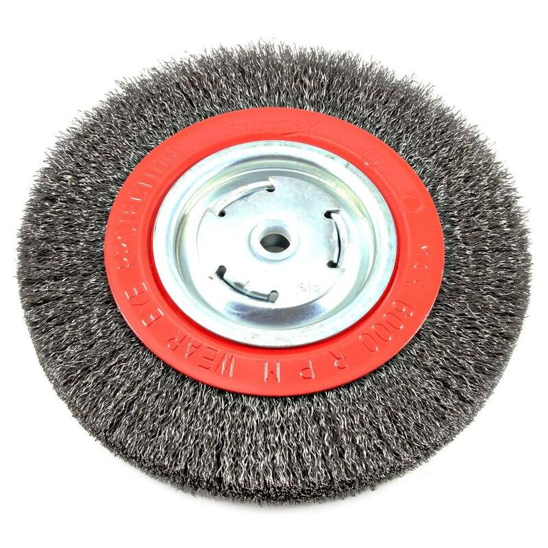 Brocha de alambre crimpado grueso de 8 pulgadas x 1/2 pulgadas y 5/8 pulgadas de ancho de cara amplia con arbor - 72762.