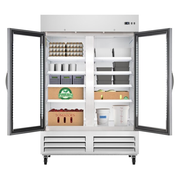 Koolmore 54 in. Commercial Two Glass Door Convertible Reach-In Refrigerator/Freezer with 49 Cu. Ft. Capacity - KM-RIC-2DGD