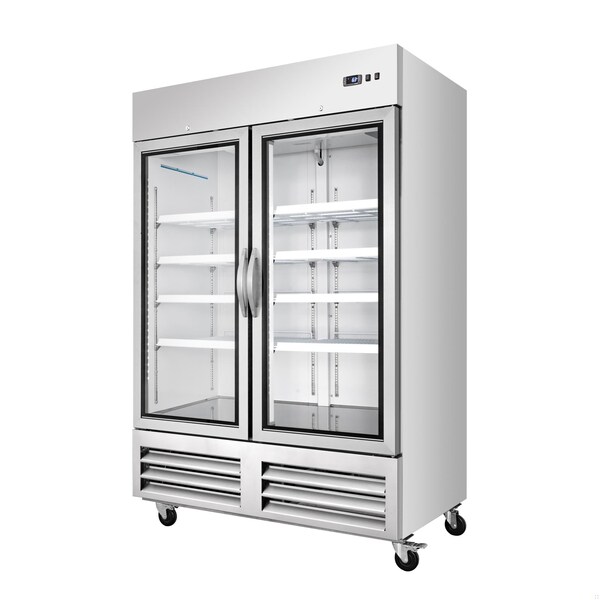 Koolmore 54 in. Commercial Two Glass Door Convertible Reach-In Refrigerator/Freezer with 49 Cu. Ft. Capacity - KM-RIC-2DGD