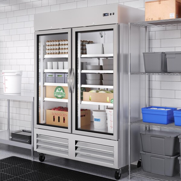 Koolmore 54 in. Commercial Two Glass Door Convertible Reach-In Refrigerator/Freezer with 49 Cu. Ft. Capacity - KM-RIC-2DGD