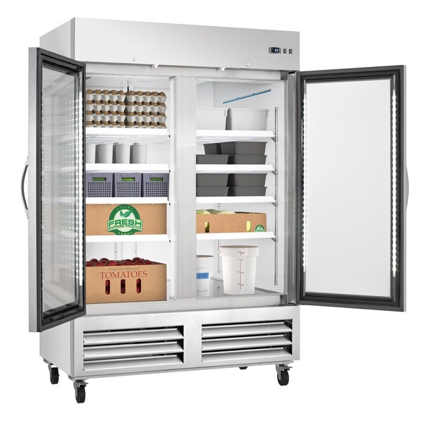 Koolmore 54 in. Commercial Two Glass Door Convertible Reach-In Refrigerator/Freezer with 49 Cu. Ft. Capacity - KM-RIC-2DGD