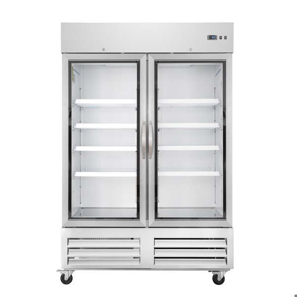 Koolmore 54 in. Commercial Two Glass Door Convertible Reach-In Refrigerator/Freezer with 49 Cu. Ft. Capacity - KM-RIC-2DGD