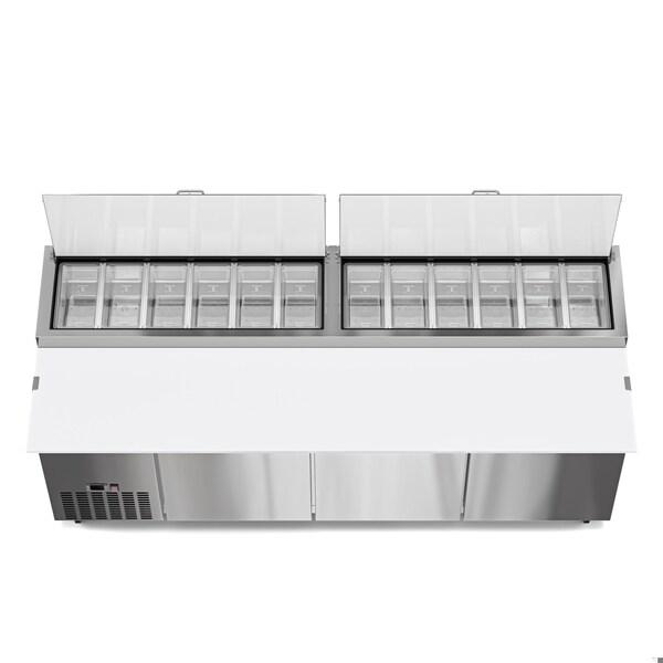 Koolmore 92 In. Three Door Commercial Pizza Prep Refrigerator in Stainless-Steel KM-RPPS-3DSS - KM-RPPS-3DSS