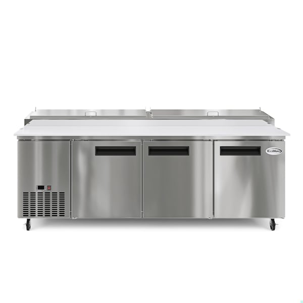 Koolmore 92 In. Three Door Commercial Pizza Prep Refrigerator in Stainless-Steel KM-RPPS-3DSS - KM-RPPS-3DSS
