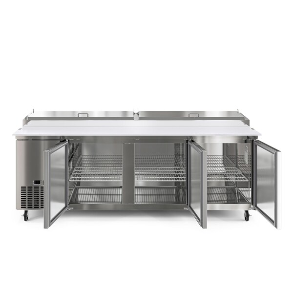 Koolmore 92 In. Three Door Commercial Pizza Prep Refrigerator in Stainless-Steel KM-RPPS-3DSS - KM-RPPS-3DSS
