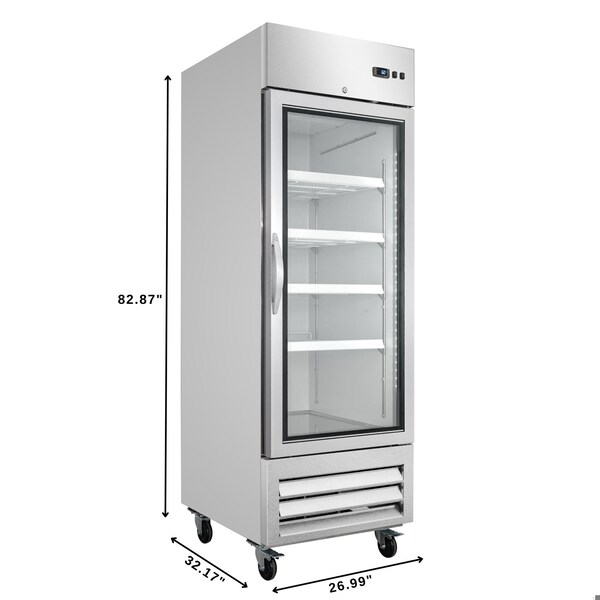 Koolmore 27 in. Commercial One Glass Door Convertible Reach-In Refrigerator/Freezer with 23 Cu. Ft. Capacity - KM-RIC-1DGD