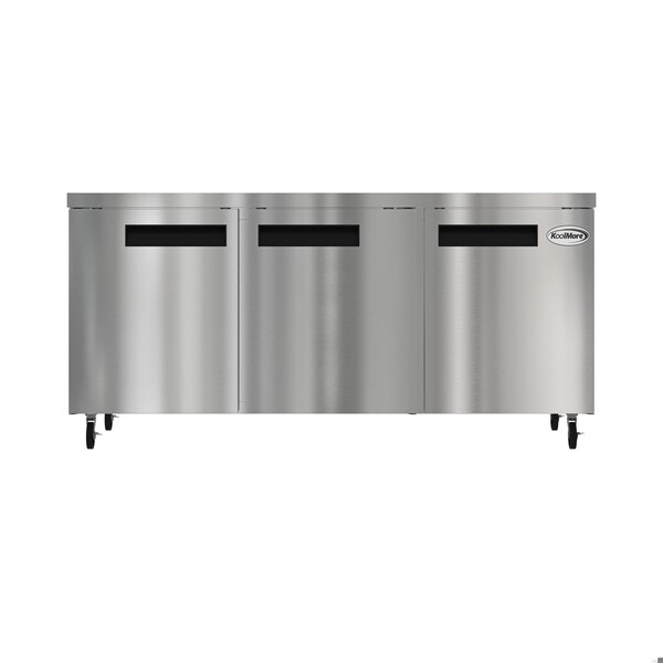 Koolmore 72 in. Three Door Commercial Undercounter Refrigerator 18 cu. ft. KM-UCR-3DSS - KM-UCR-3DSS