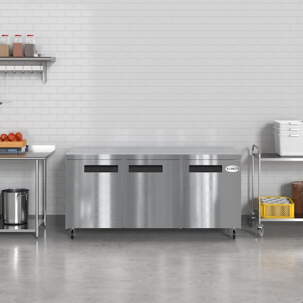 Koolmore 72 in. Three Door Commercial Undercounter Refrigerator 18 cu. ft. KM-UCR-3DSS - KM-UCR-3DSS