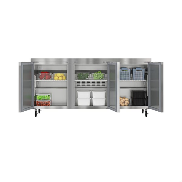 Koolmore 72 in. Three Door Commercial Undercounter Refrigerator 18 cu. ft. KM-UCR-3DSS - KM-UCR-3DSS