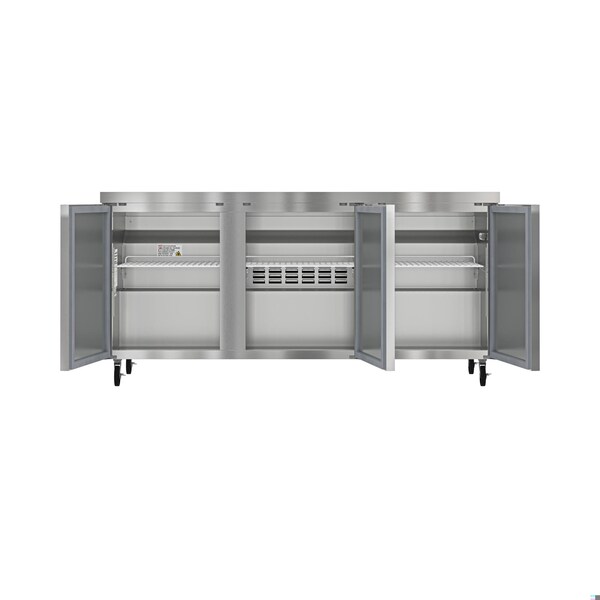 Koolmore 72 in. Three Door Commercial Undercounter Refrigerator 18 cu. ft. KM-UCR-3DSS - KM-UCR-3DSS