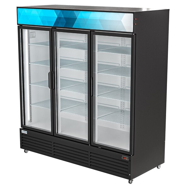 Koolmore 71 in. Three-Door Merchandiser Refrigerator - 56 Cu Ft. - MDR-3GD-63C