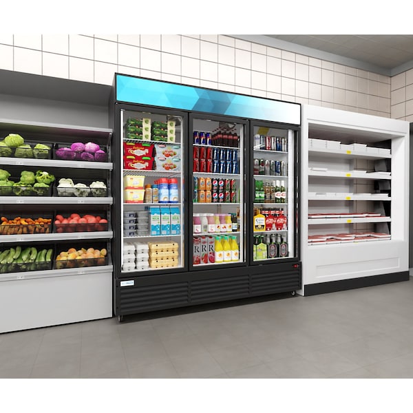 Koolmore 71 in. Three-Door Merchandiser Refrigerator - 56 Cu Ft. - MDR-3GD-63C