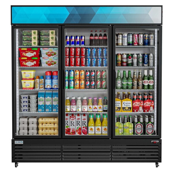 Koolmore 71 in. Three-Door Merchandiser Refrigerator - 56 Cu Ft. - MDR-3GD-63C