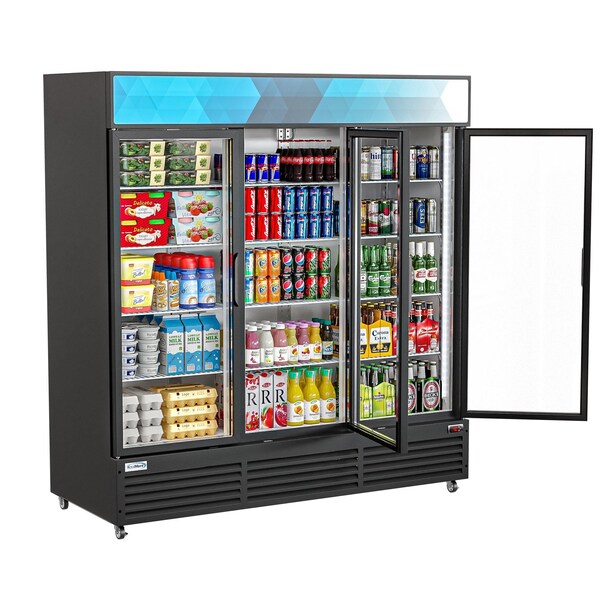 Koolmore 71 in. Three-Door Merchandiser Refrigerator - 56 Cu Ft. - MDR-3GD-63C
