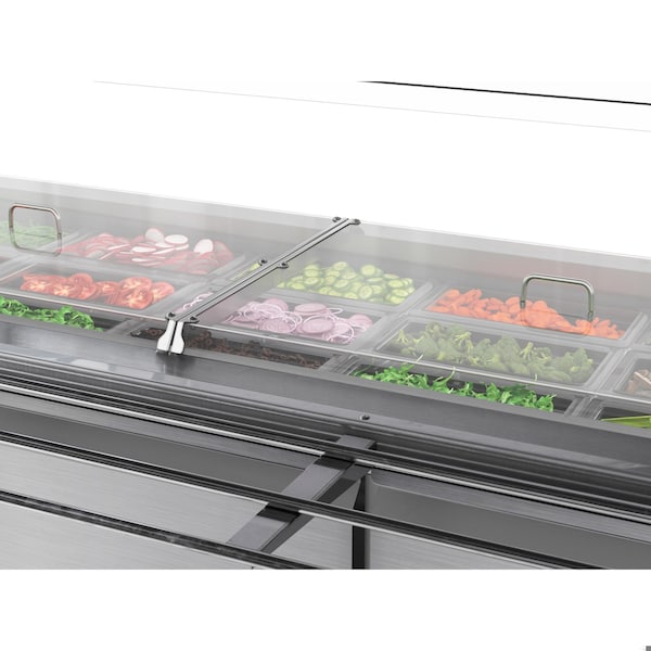 Koolmore 72 in. Commercial Refrigerated Prep Station with Sneeze Guard and Buffet Slide, 15 Pans Storage - KM-RBT-72CSFG
