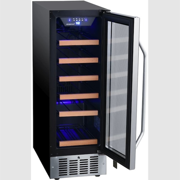 Edgestar 12 Inch Wide 18 Bottle BuiltIn Single Zone Wine Cooler with Reversible Door and LED Lighting - CWR182SZ